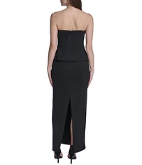 Eliza J Strapless Peplum Column Gown With Bows