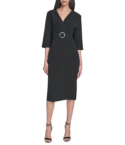 Eliza J 3/4 Sleeve Scuba Sheath Dress