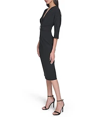 Eliza J 3/4 Sleeve Scuba Sheath Dress