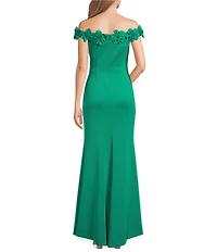 Eliza J 3D Floral Scuba Off-The-Shoulder Bodycon Gown