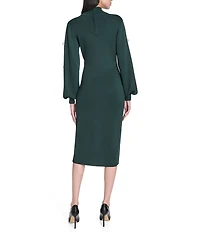 Eliza J Bow Detail Mock Neck Long Sleeve Sweater Dress