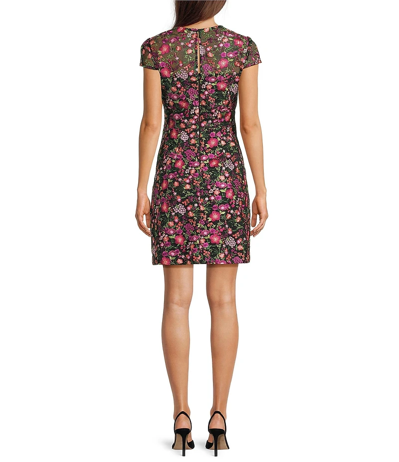 Eliza J Cap Sleeve Embroidered A Line Mini Dress