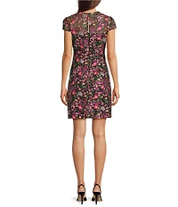 Eliza J Cap Sleeve Embroidered A Line Mini Dress