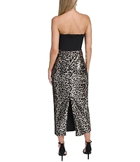 Eliza J Couture Strapless Sequin Animal Print Sheath Dress