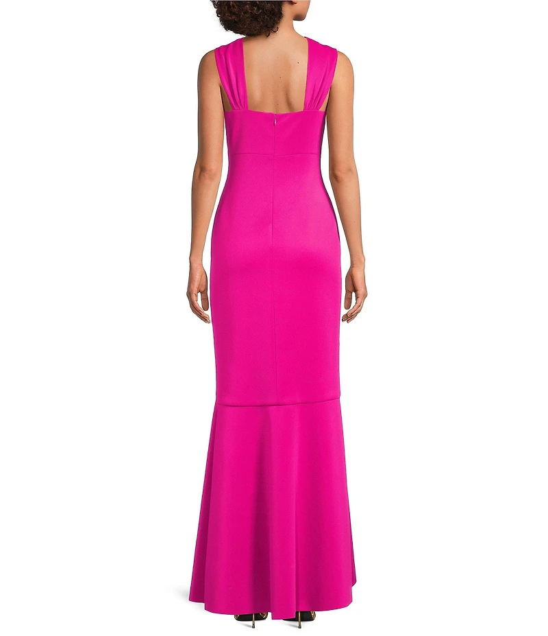 Eliza J Criss Cross Halter Hi Lo Ruffle Front Crepe Dress