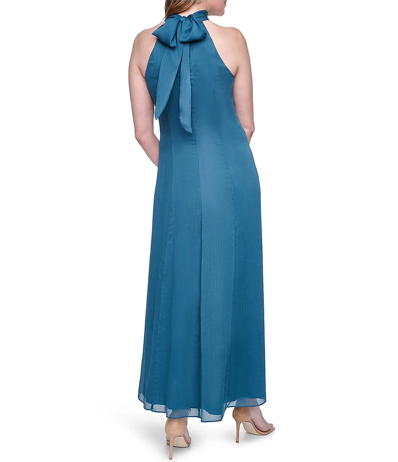 Eliza J Halter Chiffon Cascading Ruffle Maxi Dress