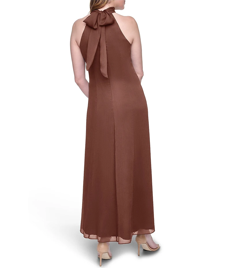 Eliza J Halter Chiffon Cascading Ruffle Maxi Dress