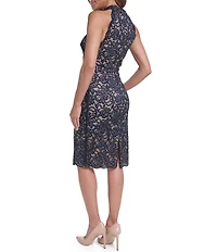 Eliza J Halter Lace Sheath Dress