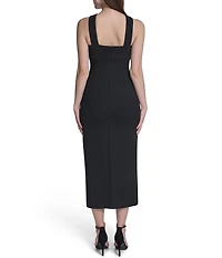 Eliza J Halter Midi Dress With Floral Applique