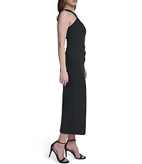 Eliza J Halter Midi Dress With Floral Applique