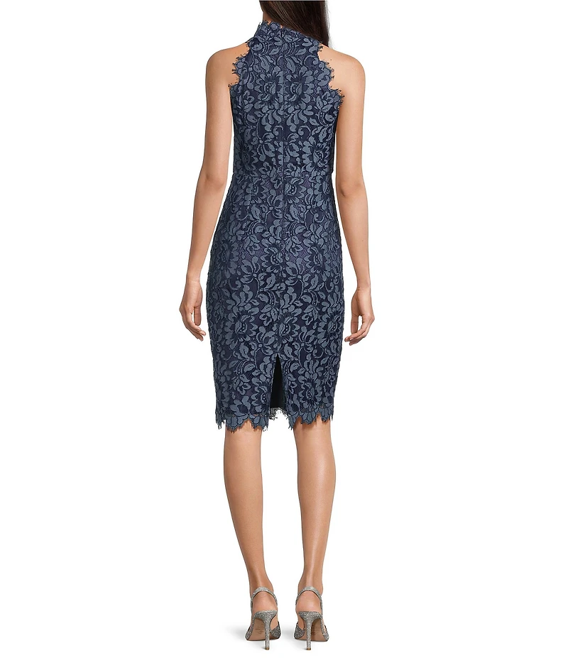 Eliza J Halter Neck Sleeveless Lace Sheath Dress