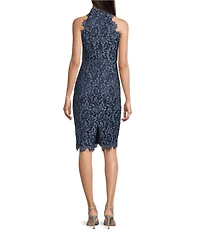 Eliza J Halter Neck Sleeveless Lace Sheath Dress