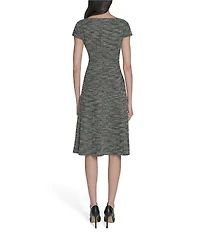 Eliza J Knit Boucle Cap Sleeve Crew Neck Fit & Flare Mini Dress