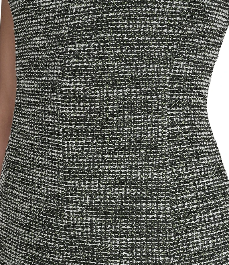 Eliza J Knit Boucle Cap Sleeve Crew Neck Fit & Flare Mini Dress