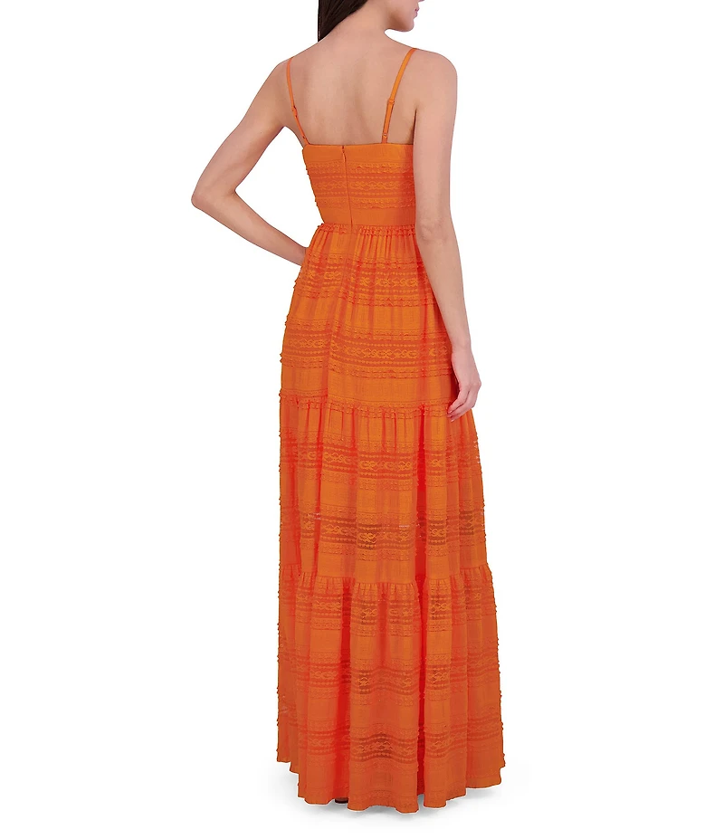 Eliza J Lace V-Neck Sleeveless Tiered Maxi Dress