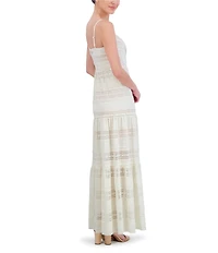 Eliza J Lace V-Neck Sleeveless Tiered Maxi Dress