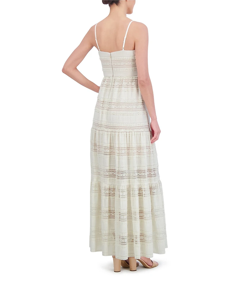 Eliza J Lace V-Neck Sleeveless Tiered Maxi Dress