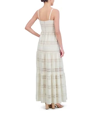 Eliza J Lace V-Neck Sleeveless Tiered Maxi Dress