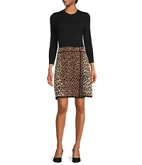 Eliza J Long Sleeve A-Line Animal Print Mini Dress