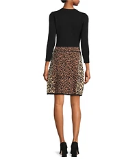 Eliza J Long Sleeve A-Line Animal Print Mini Dress