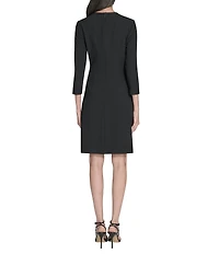 Eliza J Long Sleeve Crew Neck Fit and Flair Bow Mini Dress