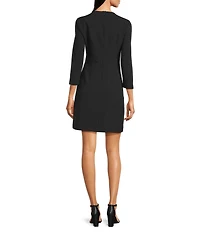 Eliza J Long Sleeve Crew Neck Fit and Flair Bow Mini Dress