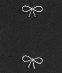 Eliza J Long Sleeve Crew Neck Fit and Flair Bow Mini Dress