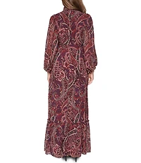 Eliza J Mock Neck Printed Chiffon Maxi Dress