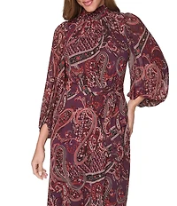 Eliza J Mock Neck Printed Chiffon Maxi Dress