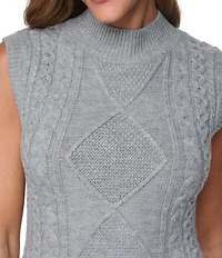 Eliza J Mock Neck Sleeveless Cable Knit Mini Dress