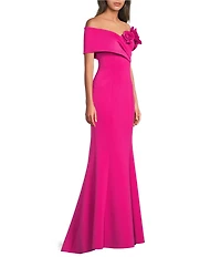 Eliza J Off The Shoulder Flower Applique Mermaid Dress