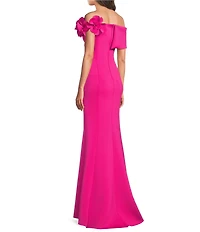 Eliza J Off The Shoulder Flower Applique Mermaid Dress