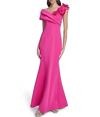 Eliza J Off The Shoulder Flower Applique Mermaid Dress