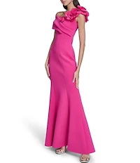 Eliza J Off The Shoulder Flower Applique Mermaid Dress