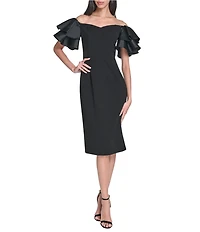Eliza J Off The Shoulder Ruffle Sleeve Midi Dress