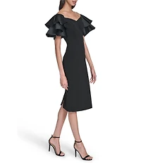 Eliza J Off The Shoulder Ruffle Sleeve Midi Dress