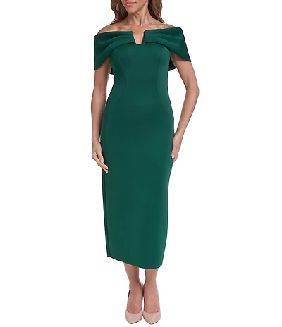 Eliza J Off the Shoulder Scuba Cocktail Dress