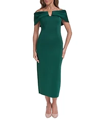 Eliza J Off the Shoulder Scuba Cocktail Dress