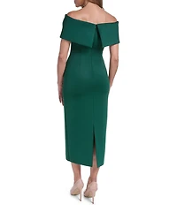 Eliza J Off the Shoulder Scuba Cocktail Dress