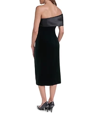 Eliza J Off the Shoulder Velvet Column Midi Dress