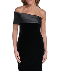 Eliza J Off the Shoulder Velvet Column Midi Dress