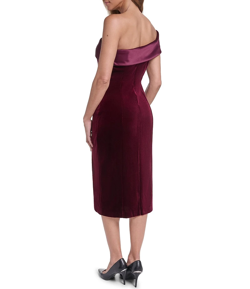 Eliza J Off the Shoulder Velvet Column Midi Dress
