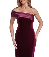 Eliza J Off the Shoulder Velvet Column Midi Dress
