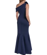 Eliza J One Shoulder Gown With Floral Applique
