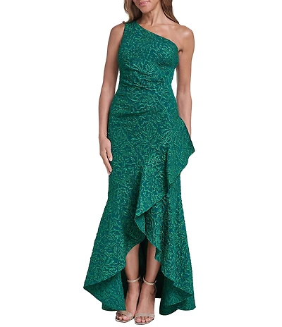 Eliza J One Shoulder Jacquard Sheath Dress