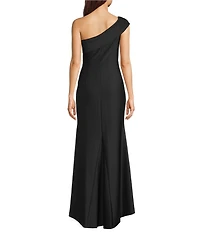 Eliza J One Shoulder Strapless Floral A-Line Gown