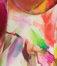 Eliza J Petite Size Floral Print Cowl Neck Sleeveless Gown
