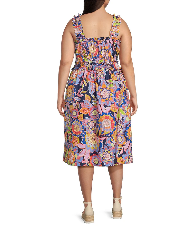 Eliza J Plus Size Cotton Poplin Floral Sundress