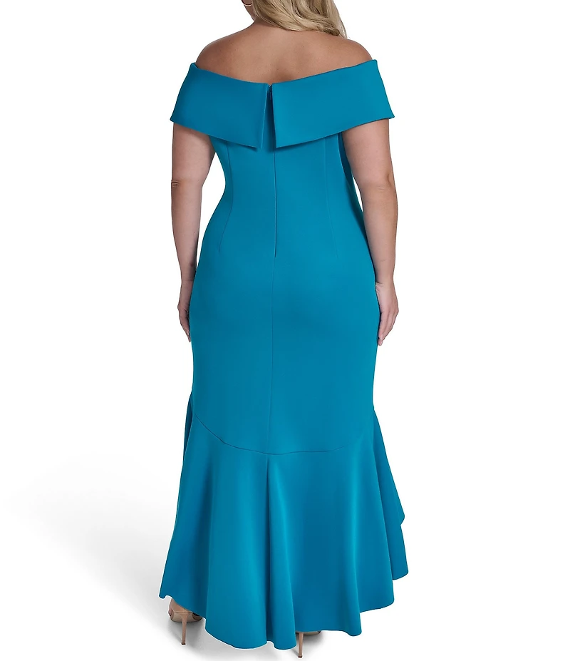 Eliza J Plus Size Off The Shoulder Side Ruched High Low Dress