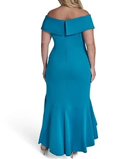 Eliza J Plus Size Off The Shoulder Side Ruched High Low Dress
